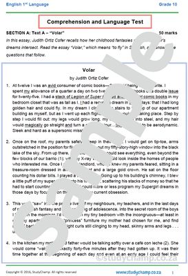Grade 10 English: Comprehension and Language - Superheroes