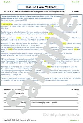 Grade 9 Year-end Exam Bundle