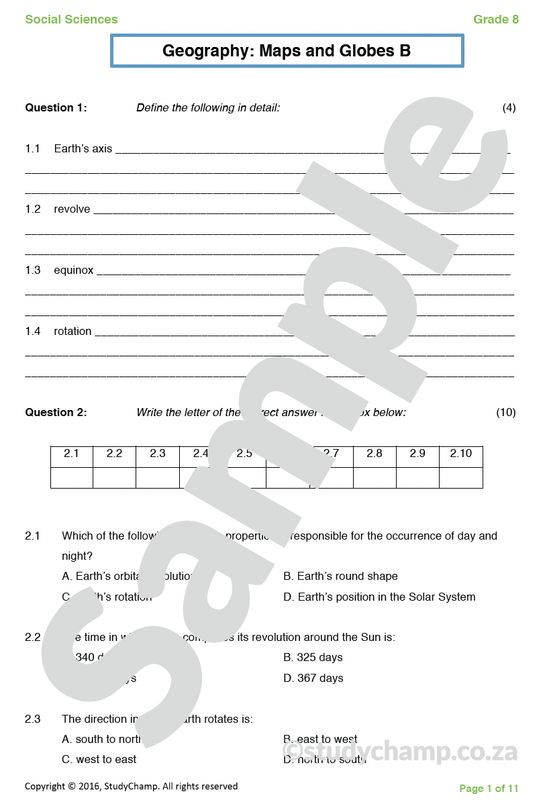 Grade 8 Geography Test: Maps and Globes 2