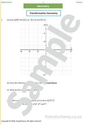 Grade 9 Mathematics Worksheet: Geometry - Transformations
