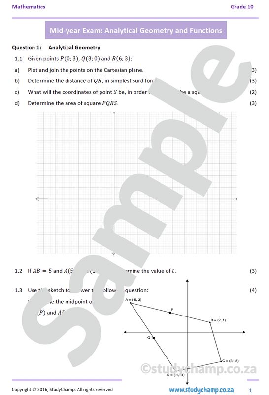 Grade 10 Mathematics Mid-year Exam Revision: Workbook 2