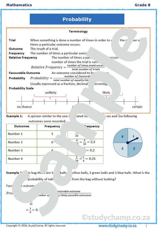 Grade 8 Mathematics Worksheet: Probability