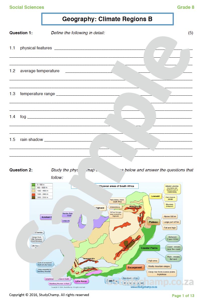 Grade 8 Geography Test: Climate Regions 2