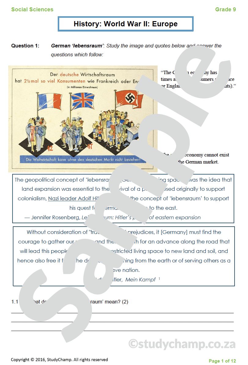 Grade 9 History Test: World War II - Europe