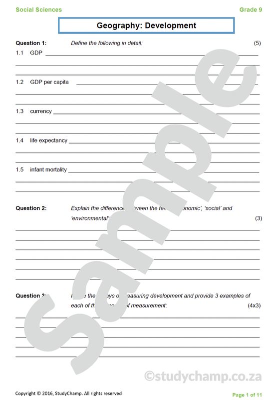 Grade 9 Geography Test: Development