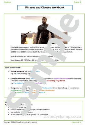 Grade 9 English: Phrases and Clauses