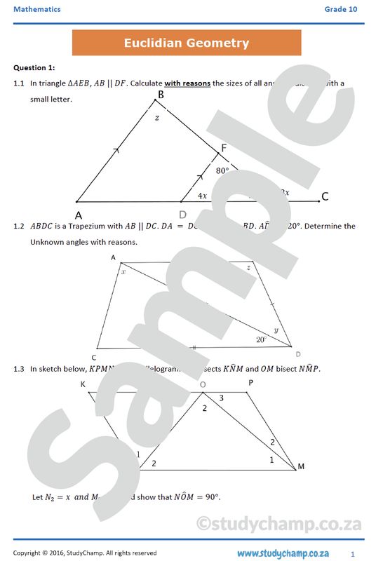 Grade 10 Mathematics Worksheet: Euclidean Geometry