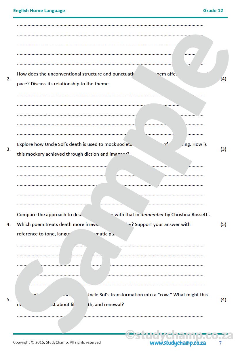 Grade 12 IEB English Home Language: Poetry - Will it be so again and Nobody loses all the time