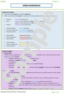 Grade 10 English: Verbs
