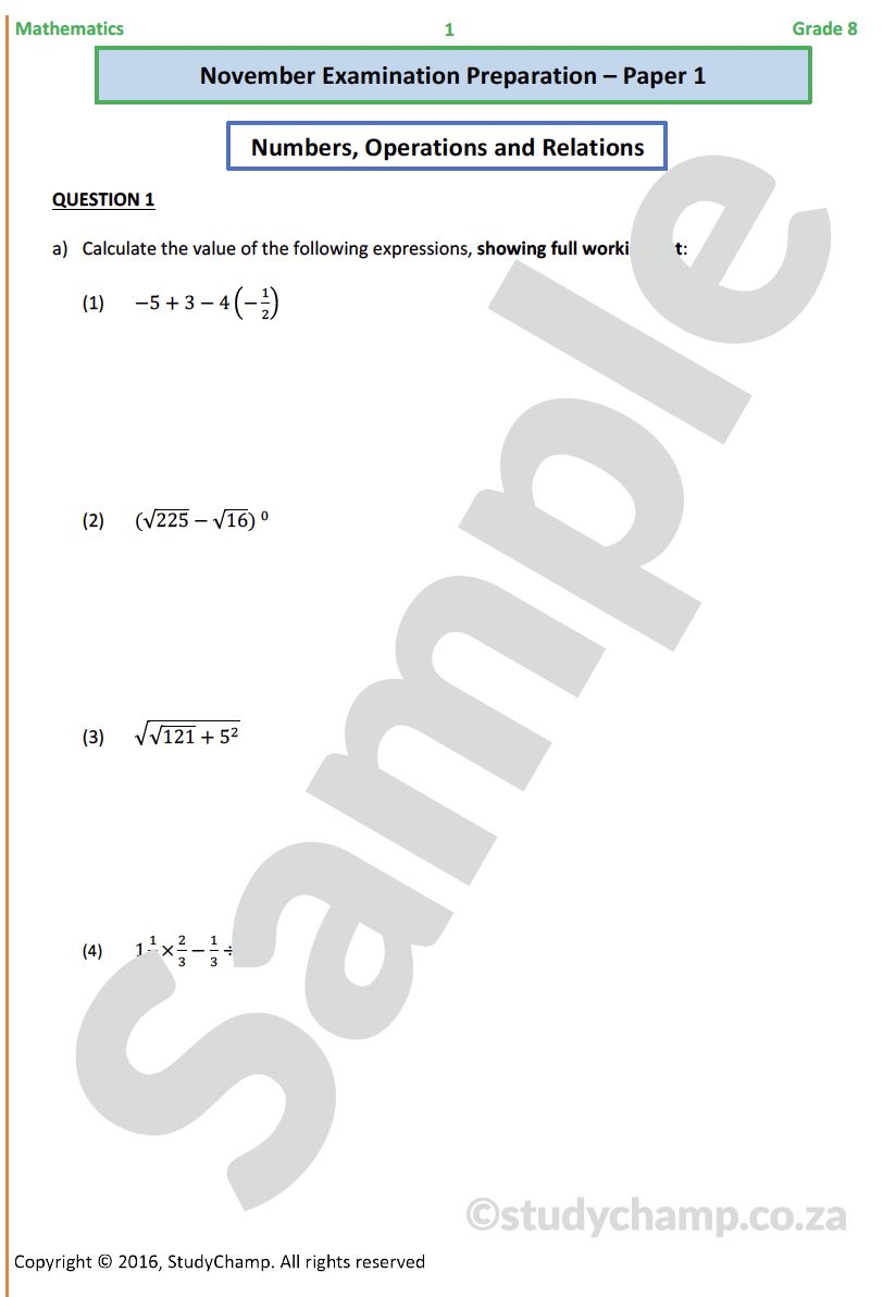 Grade 8 Year-end Exam Bundle
