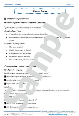 Grade 12 English Home Language: Poetry - Unseen