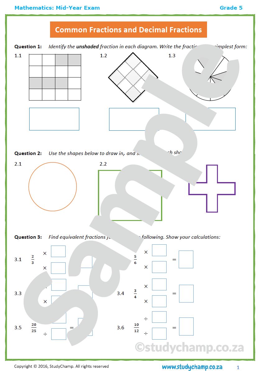 Grade 5 Mid-Year Exam Bundle