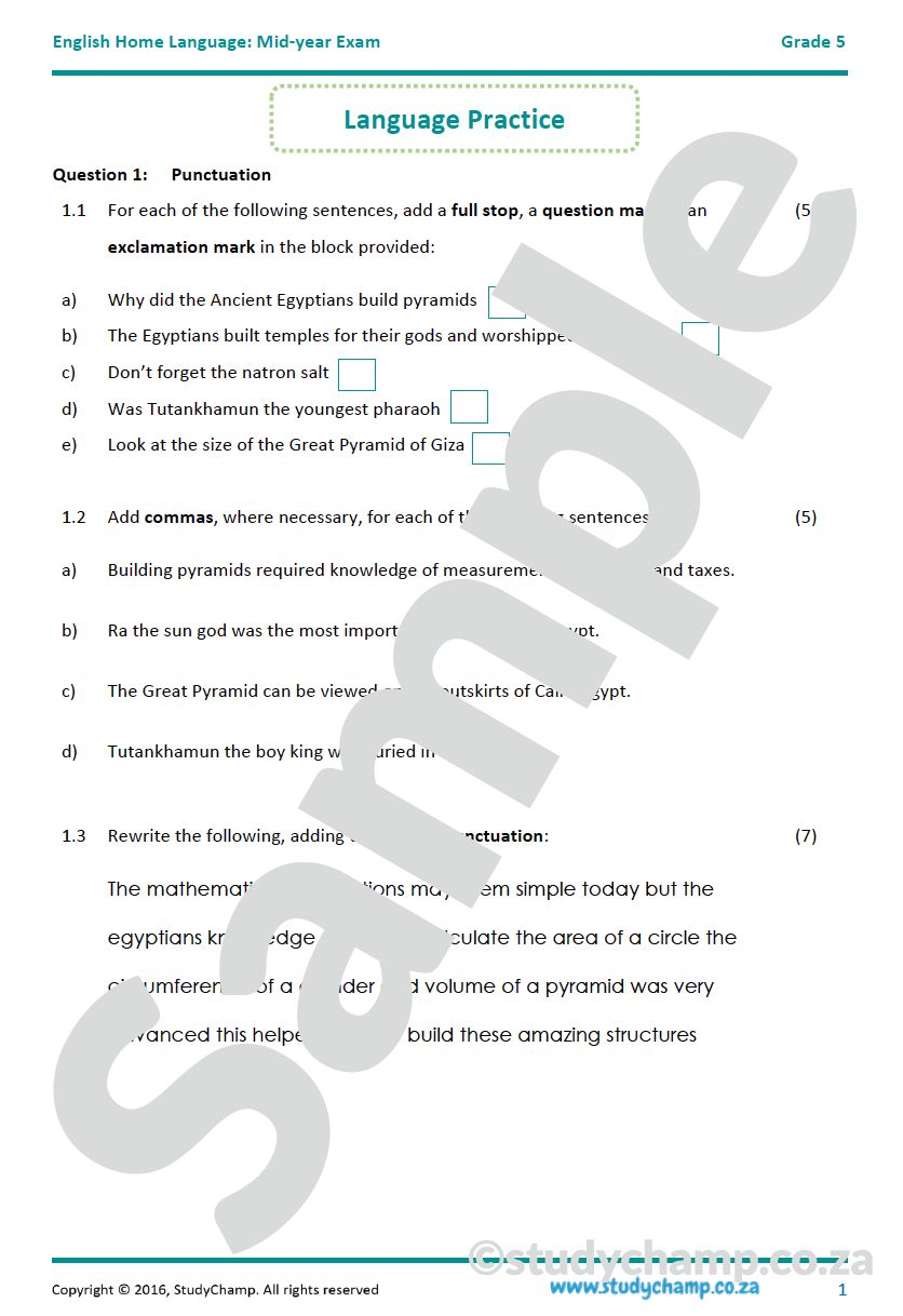 Grade 5 Mid-Year Exam Bundle
