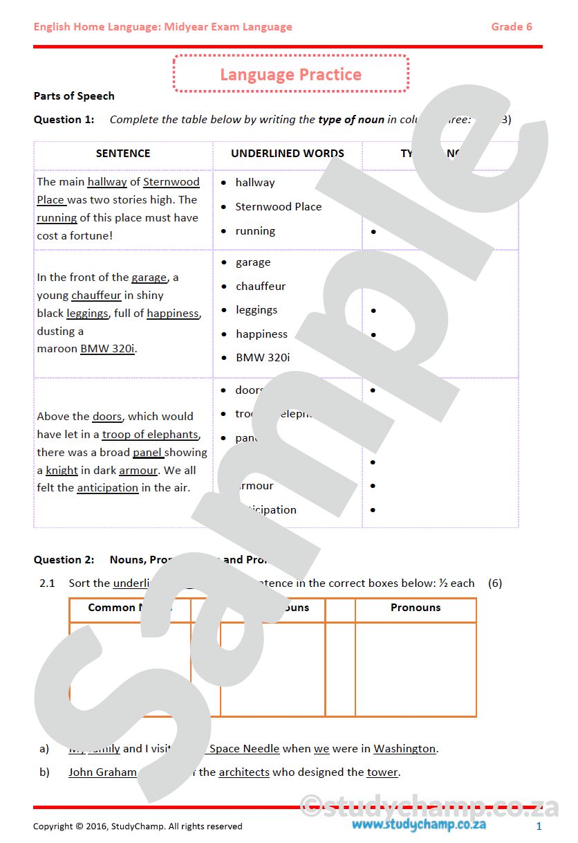 Grade 6 Mid-Year Exam Bundle