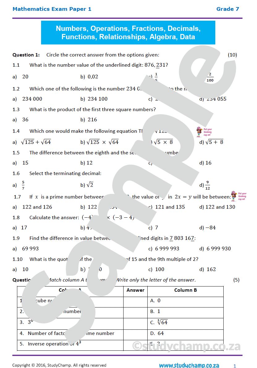 Grade 7 Year-end Exam Bundle