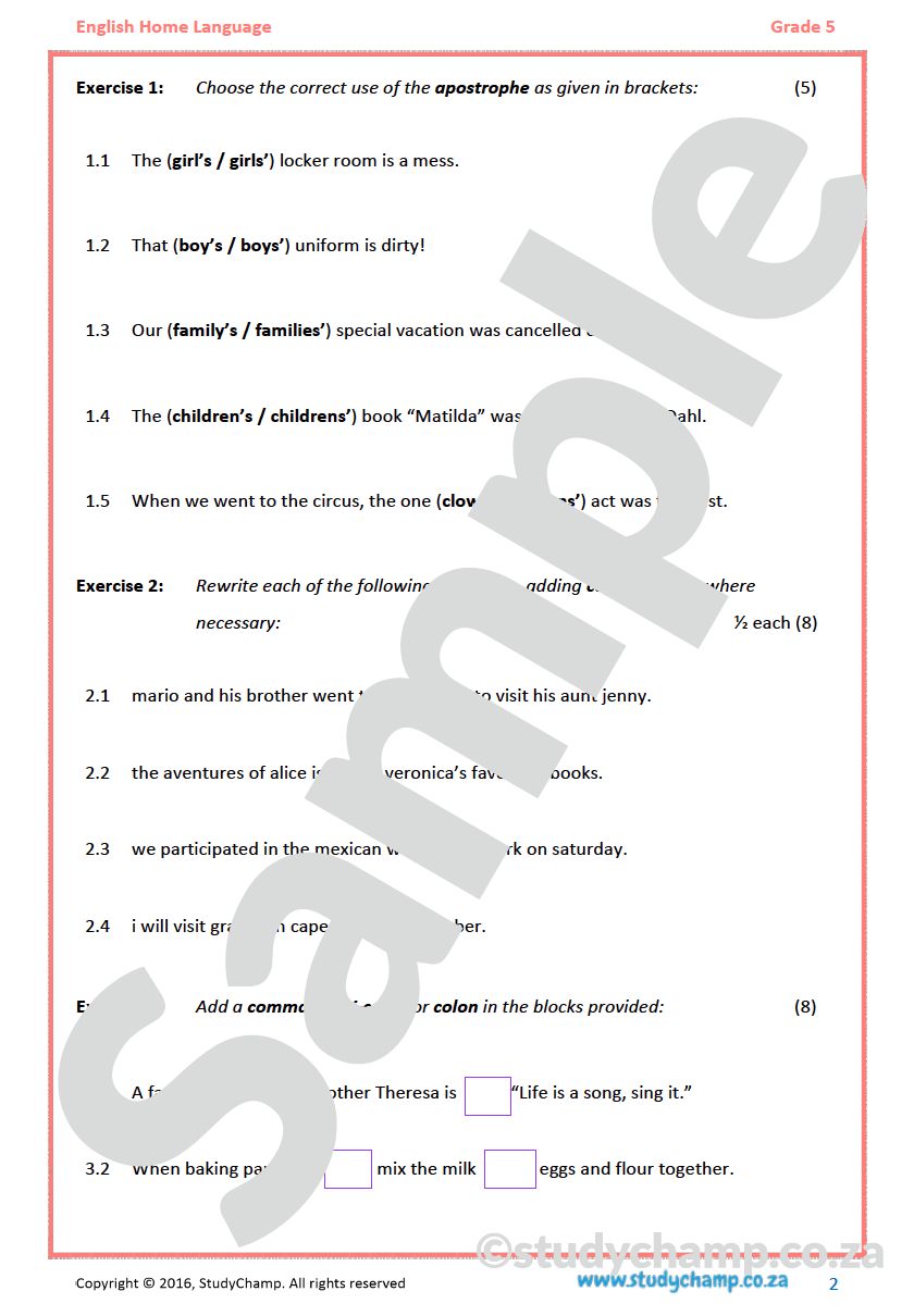 Grade 5 English Home Language Bundle