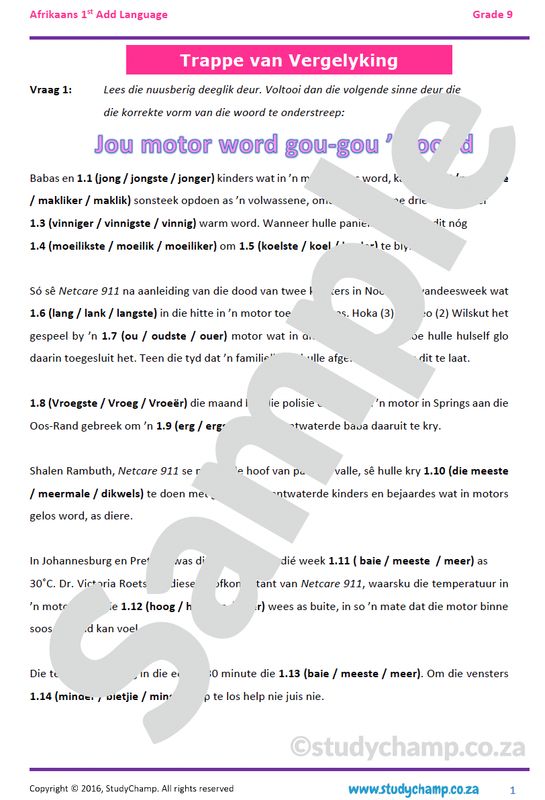 Grade 9 Afrikaans First Additional Language Bundle