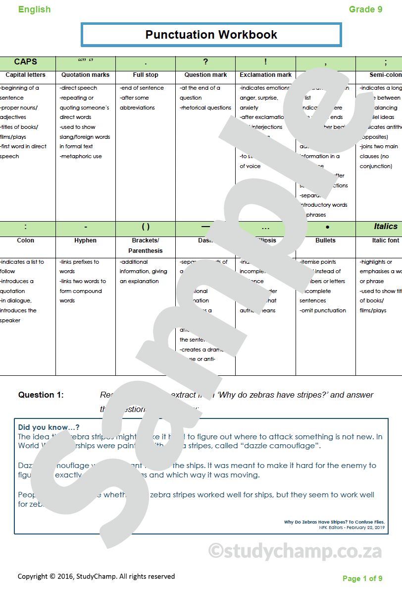 Grade 9 English Home Language Bundle