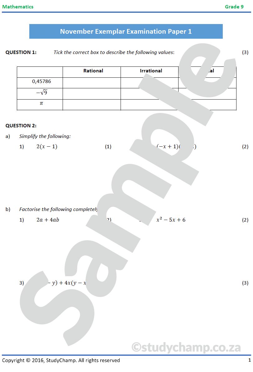 Grade 9 Mathematics Bundle