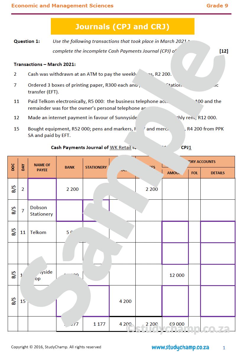 Grade 9 Economic and Management Sciences Bundle