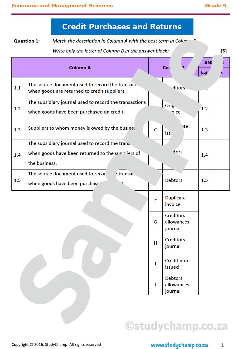 Grade 9 Economic and Management Sciences Bundle