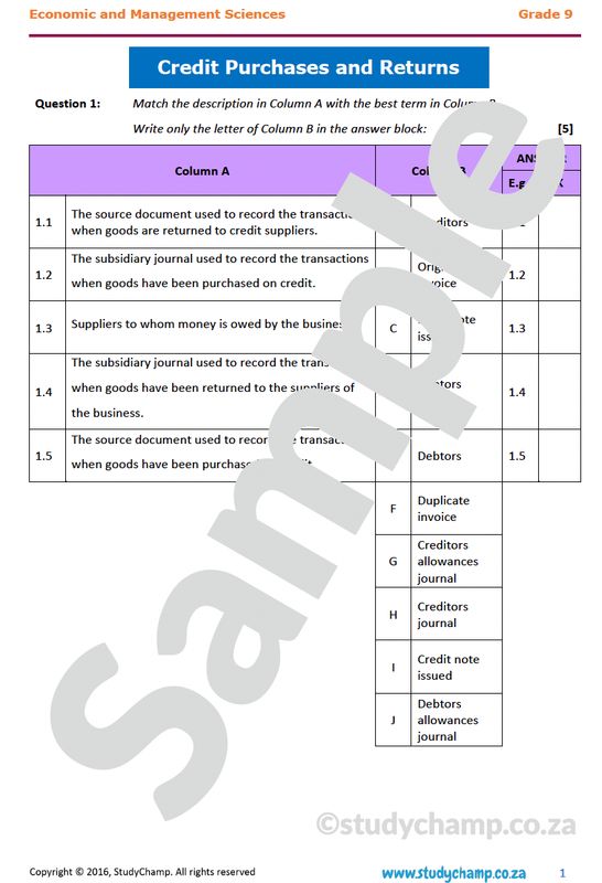 Grade 9 Economic and Management Sciences Bundle