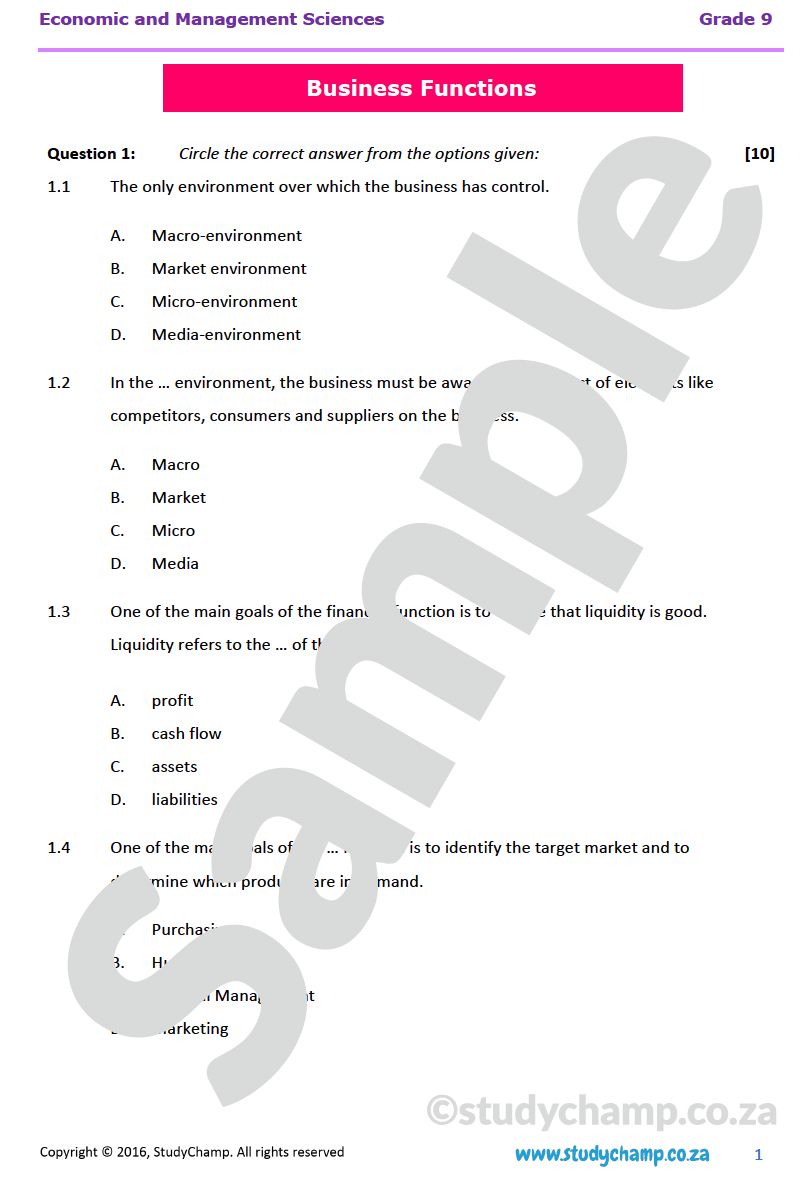 Grade 9 Economic and Management Sciences Bundle