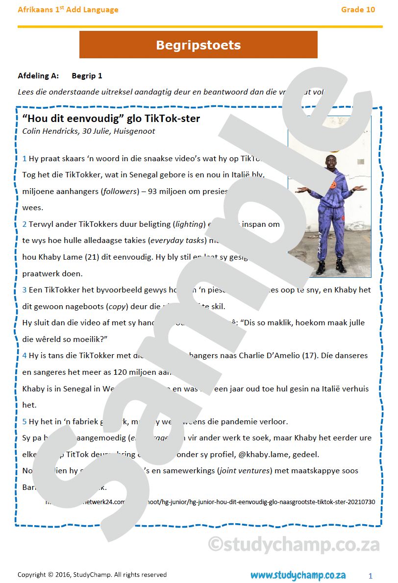 Grade 10 Afrikaans First Additional Bundle