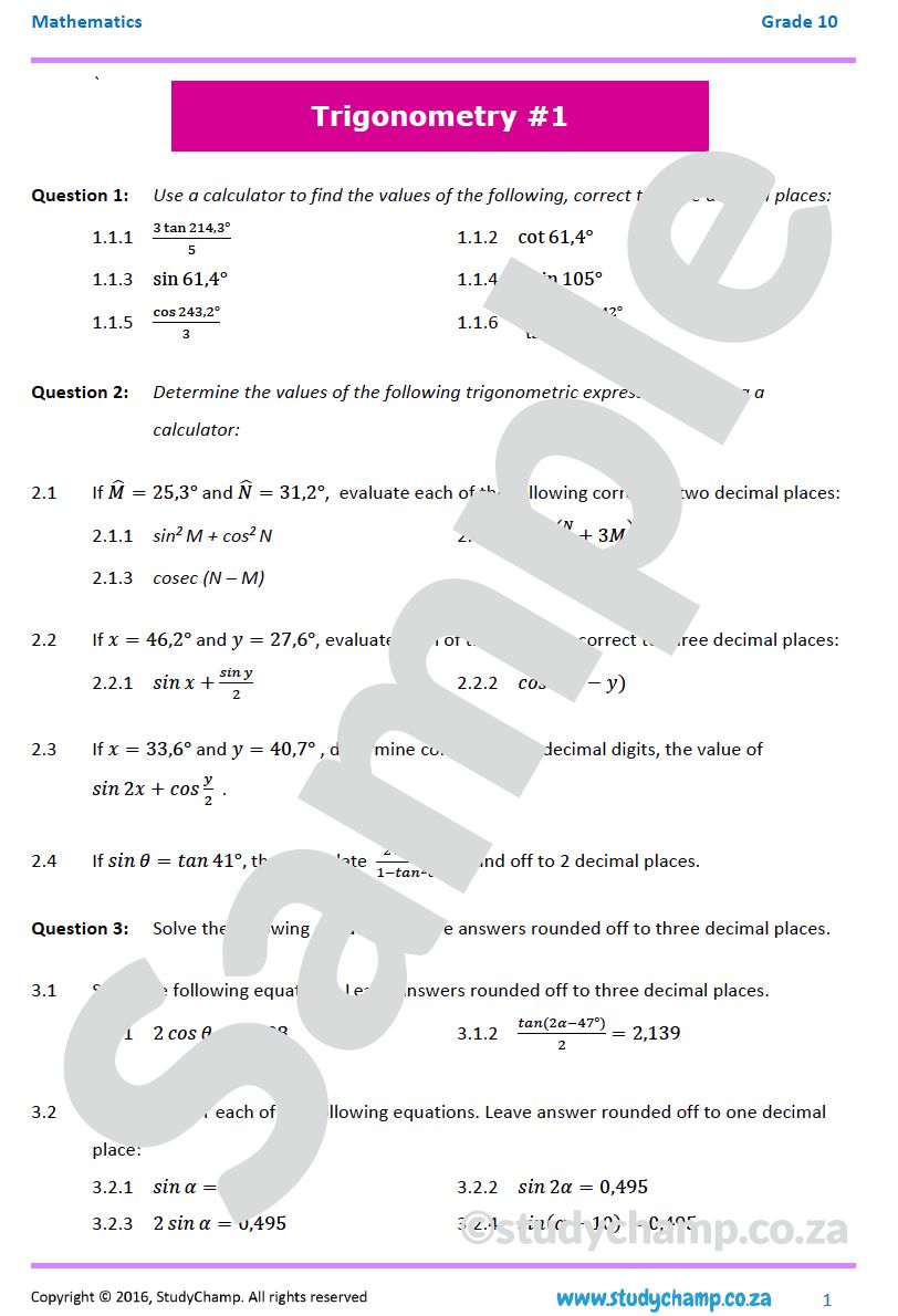 Grade 10 Mathematics Bundle