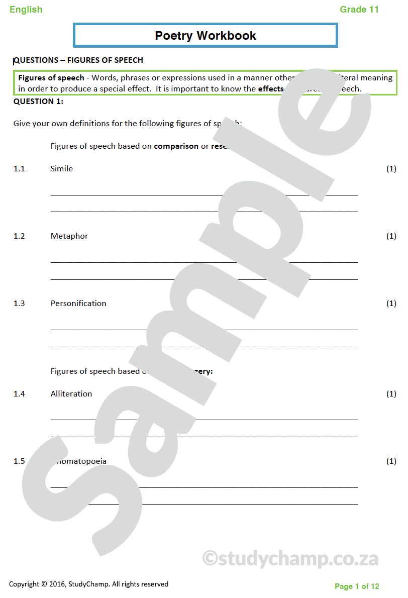 Grade 11 English Home Language Bundle