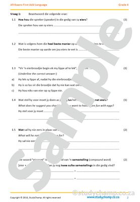 Grade 4 Afrikaans Begrip: Lekker eet