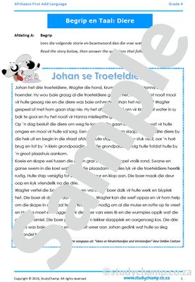 Grade 4 Afrikaans Begrip en Taal: Diere