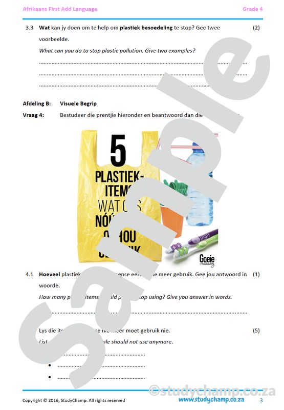 Grade 4 Afrikaans Begrip en Taal: Plastiek