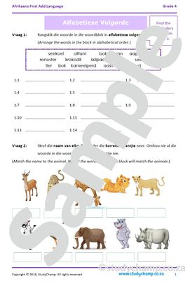 Grade 4 Afrikaans: Alfabetiese volgorde en Leestekens