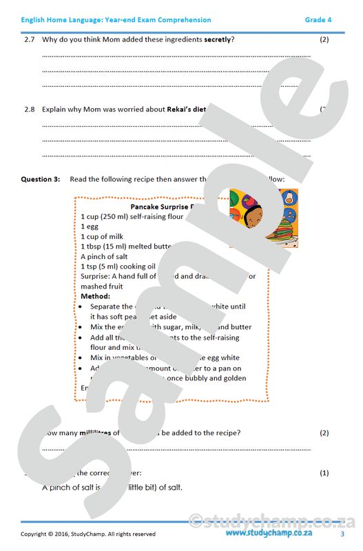 Grade 4 English Year-end Exam workbook: Comprehension and Visual Literacy
