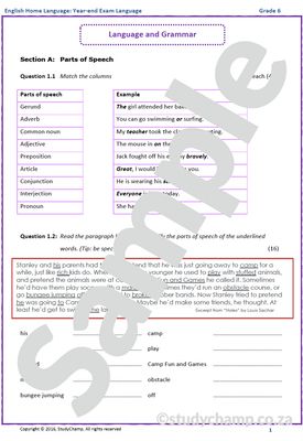 Grade 6 English Year-end Exam Revision: Language, Grammar and Poetry