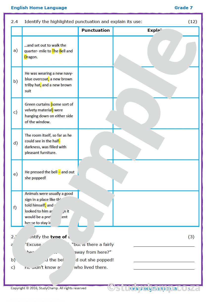 Grade 7 English Literature and Comprehension: Landlady