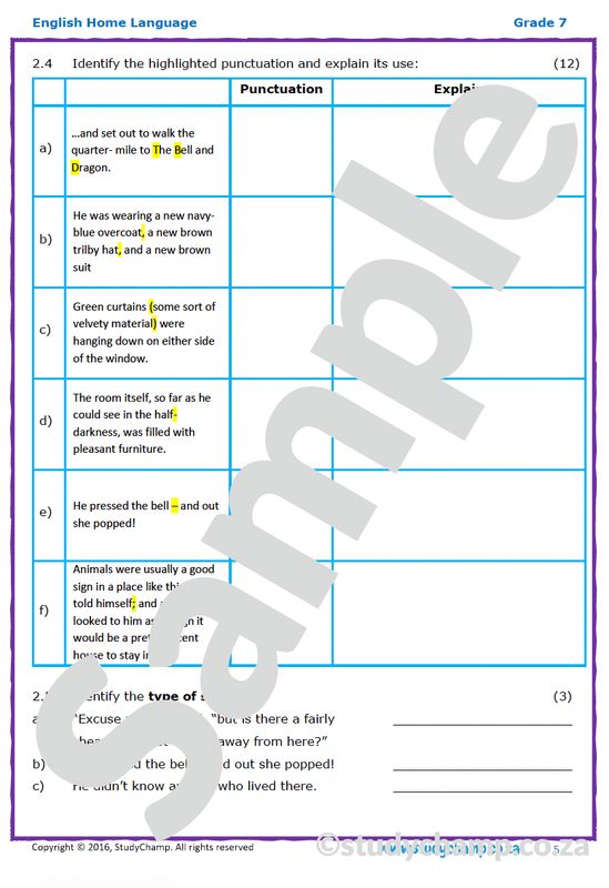 Grade 7 English Literature and Comprehension: Landlady