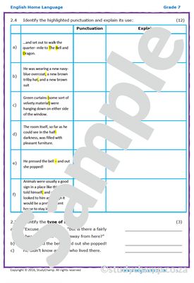 Grade 7 English Literature and Comprehension: Landlady
