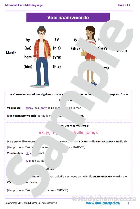 Grade 10 Afrikaans: Voornaamwoorde