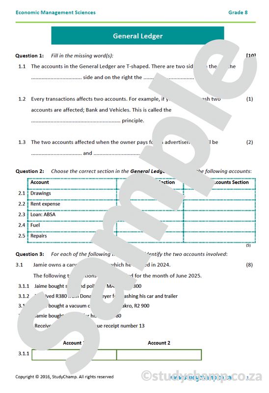 Grade 8 EMS Test: General Ledger