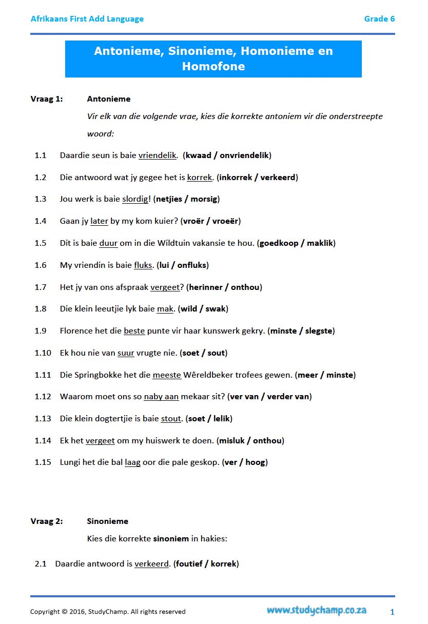 Grade 6 Afrikaans First Additional Language Bundle