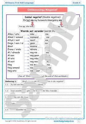Grade 6 Afrikaans: Ontkenning