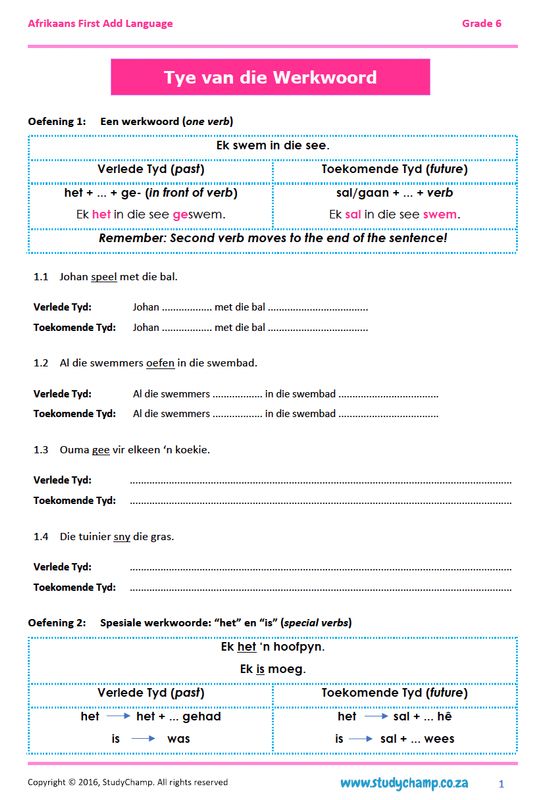 Grade 6 Afrikaans: Tye van die Werkwoord