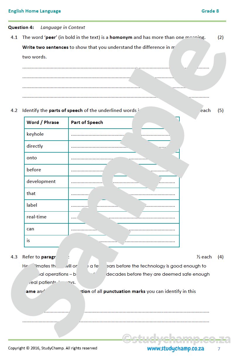 Grade 8 English Home Language Bundle