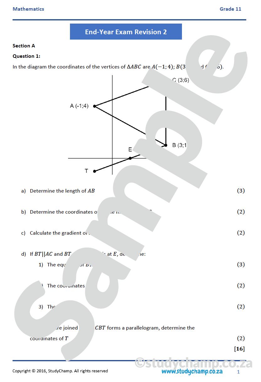 Grade 11 Year-end Exam Bundle
