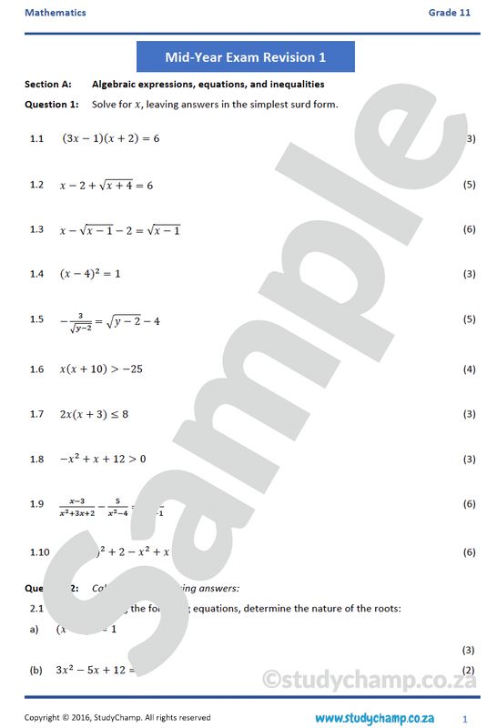 Grade 11 Year-end Exam Bundle