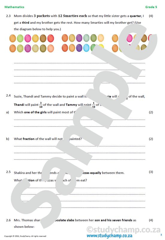 Grade 5 Mathematics Worksheet: Fractions Problem Solving
