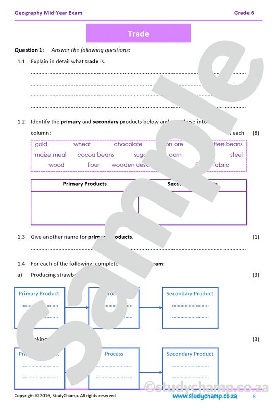 Grade 6 Geography Mid-Year Exam Revision workbook