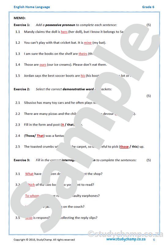 Grade 6 English Worksheet: Pronouns